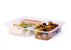 Üç Bölmeli Plastik Servis Yemek Kabı 50 Adet.