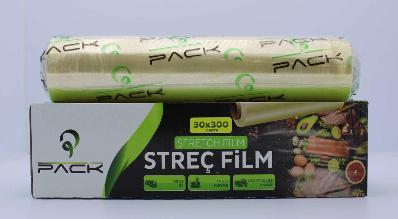 Pack Kutulu Polietilen Sarı Streç Film 8 Mikron 30 cm x 250 m