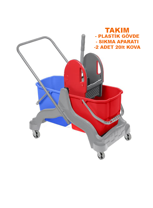 ÇİFT KOVALI PLASTİK TEMİZLİK SETİ TAKIM