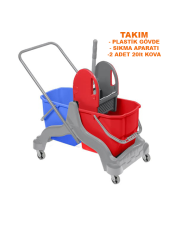 ÇİFT KOVALI PLASTİK TEMİZLİK SETİ TAKIM