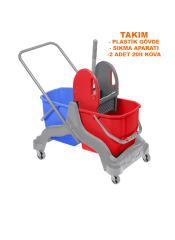 ÇİFT KOVALI PLASTİK TEMİZLİK SETİ TAKIM